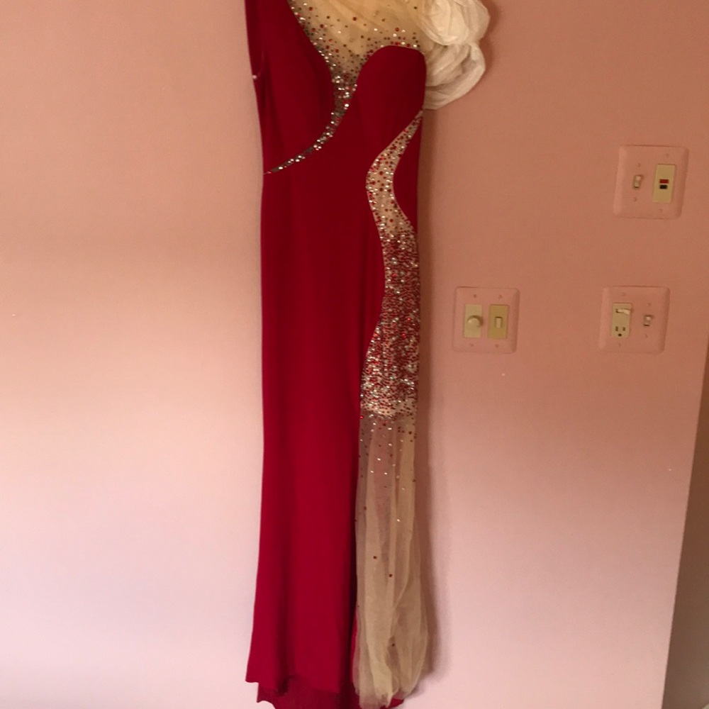 Lovely red and nude dress